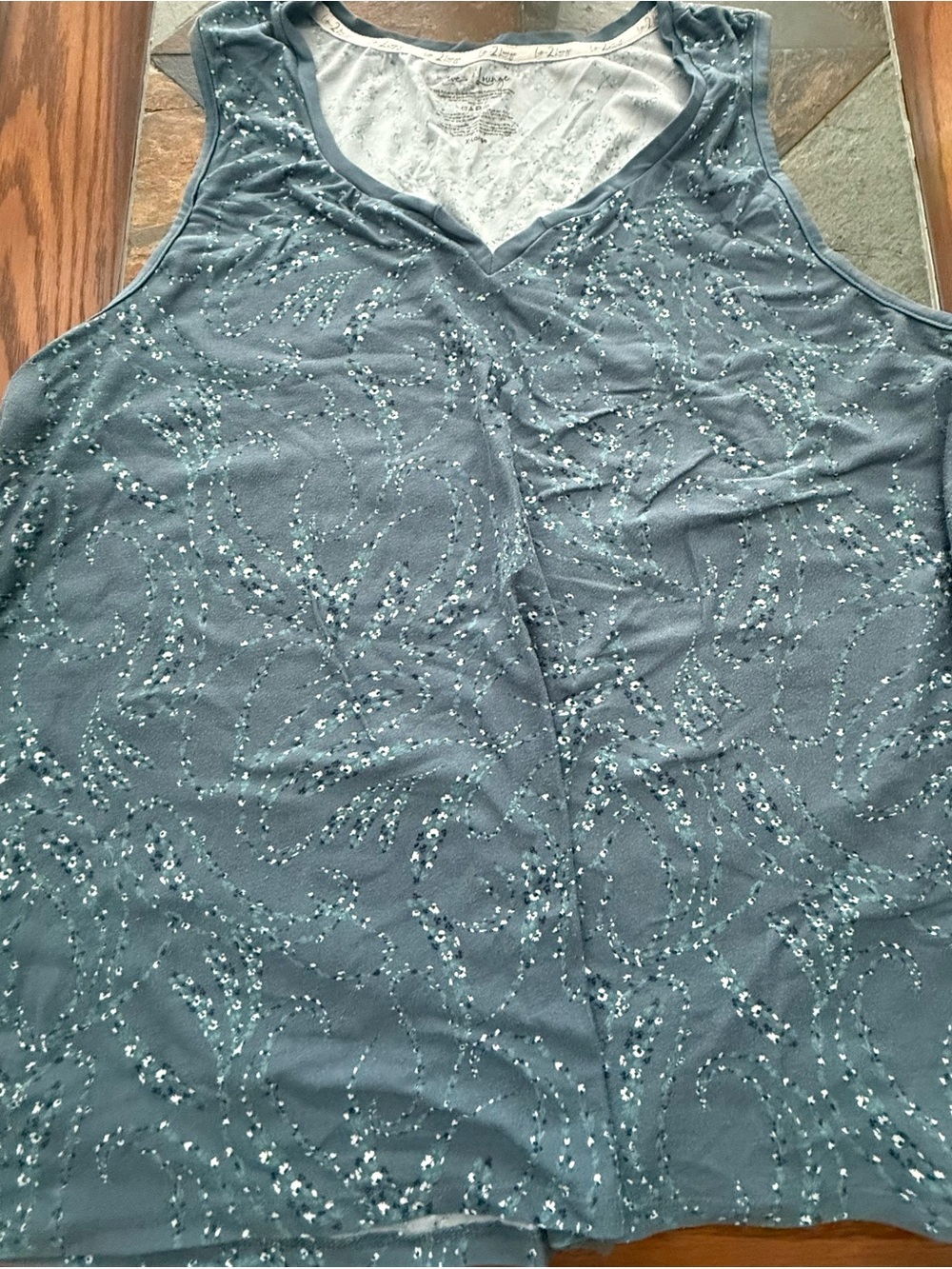 Women’s Sleeveless Pajama Tank - Slate Blue with Ditsy Dot Pattern